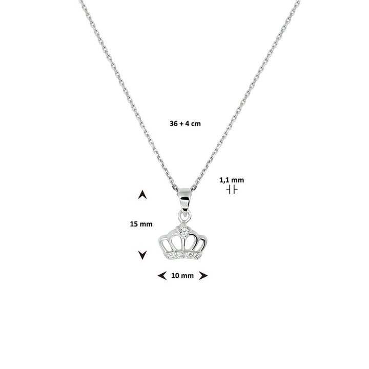 Halskette Krone Zirkonia 36 + 4 cm Silber rhodiniert
