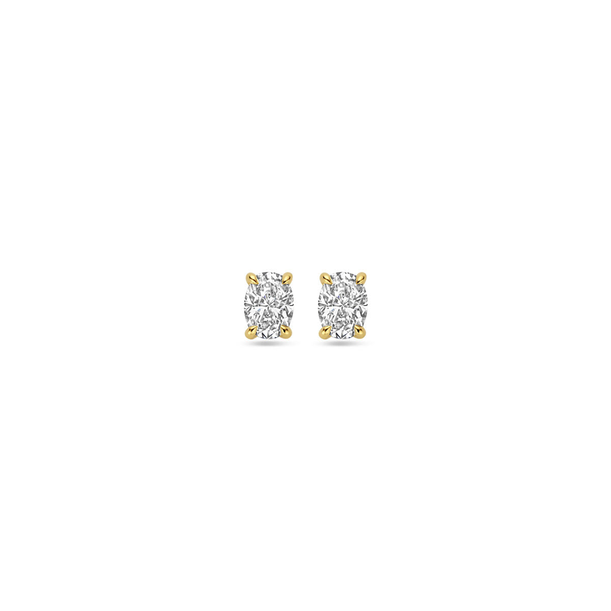 Ohrstecker mit lab-grown Diamanten 0,5 ct (2x 0,25 ct) in 14K Gelbgold mit vier Krappen.