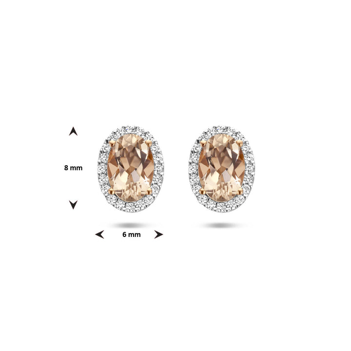 Ohrstecker Morganit und Diamant 0,12 ct H Si Halo 14 K Roségold