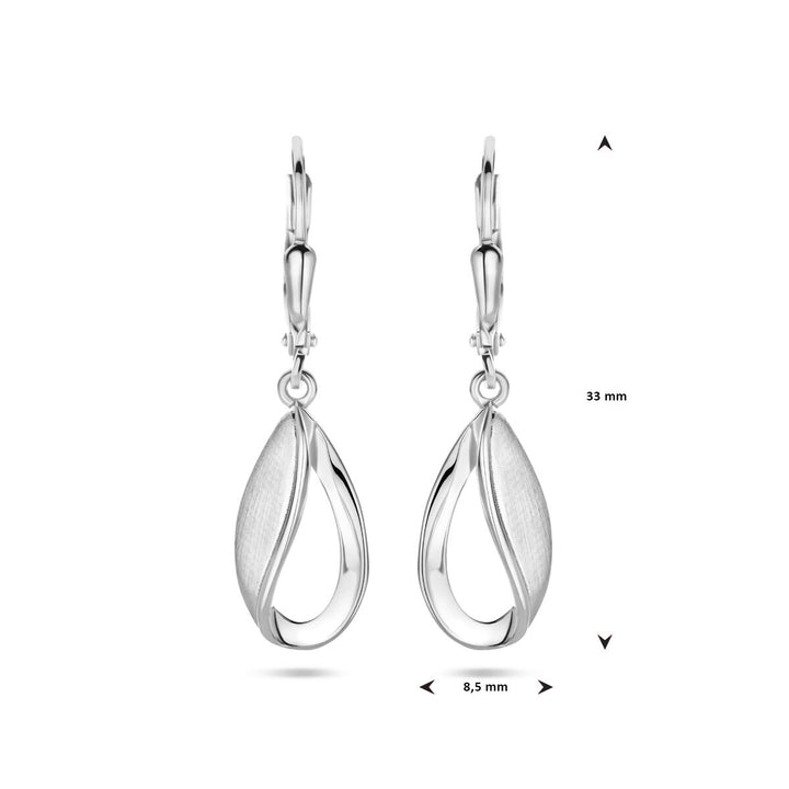 oorhangers druppel brisur haak poli/mat 33 mm zilver gerhodineerd