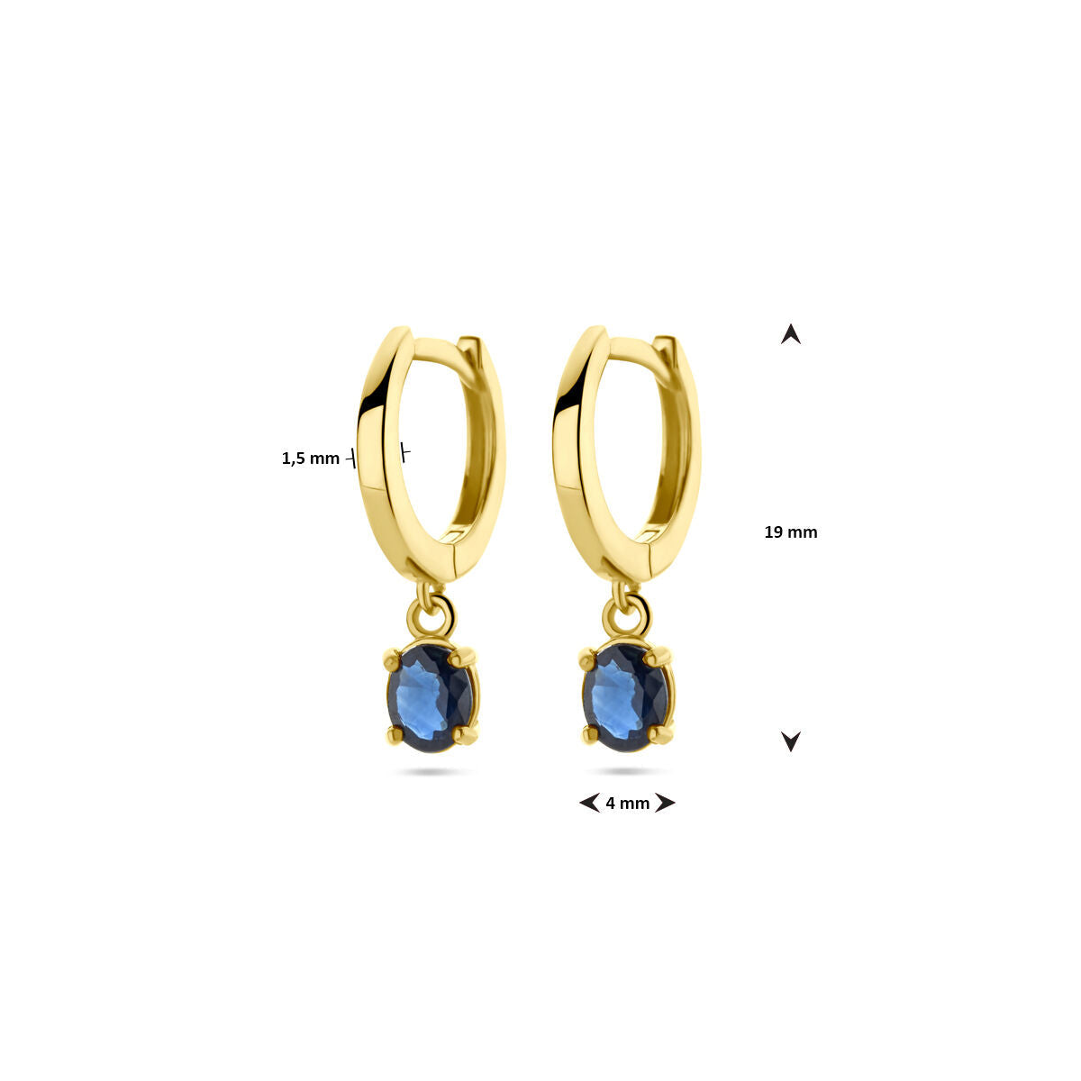 Klappcreolen Saphir 19 mm 14K Gelbgold