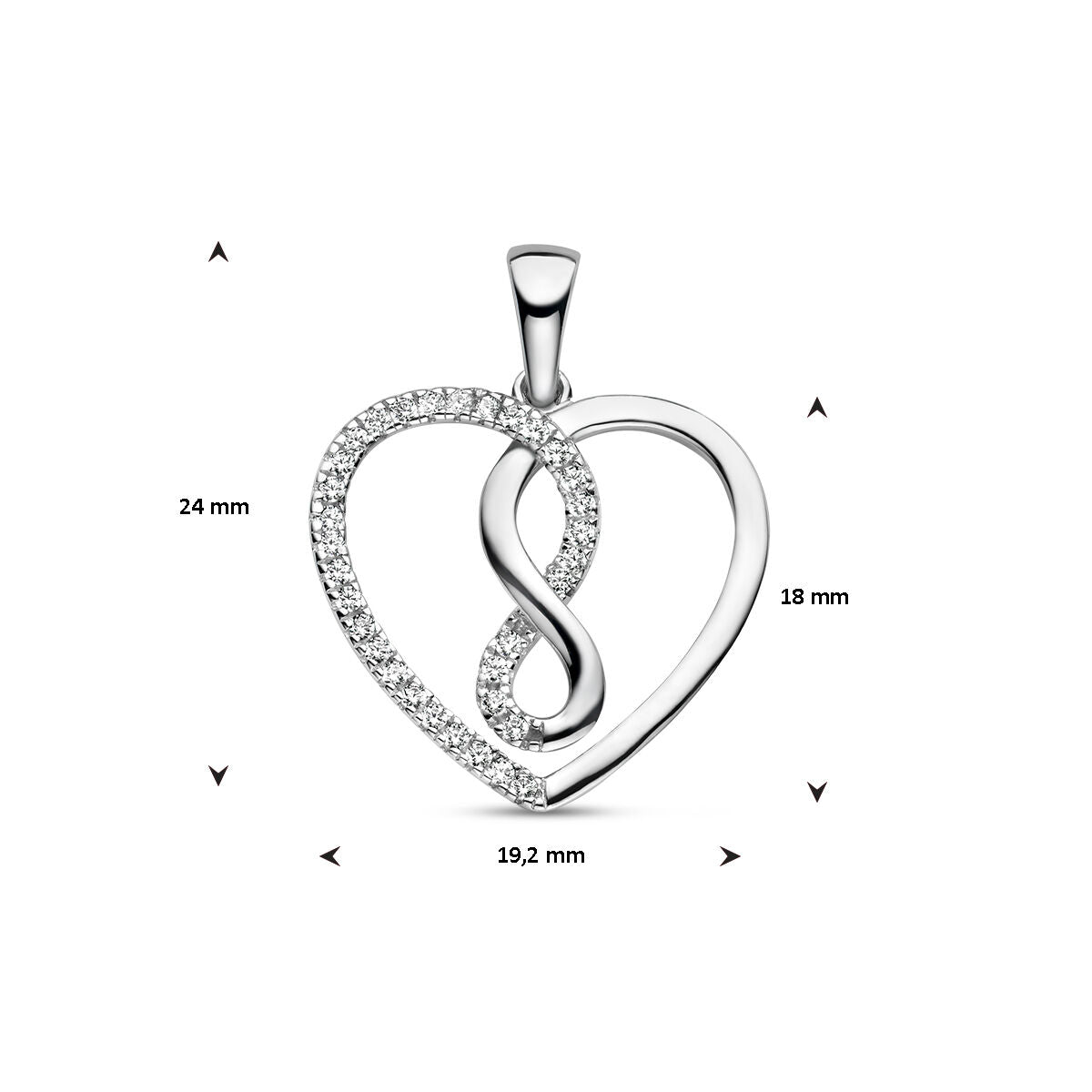 Anhänger Herz und Infinity-Zirkonia Silber rhodiniert