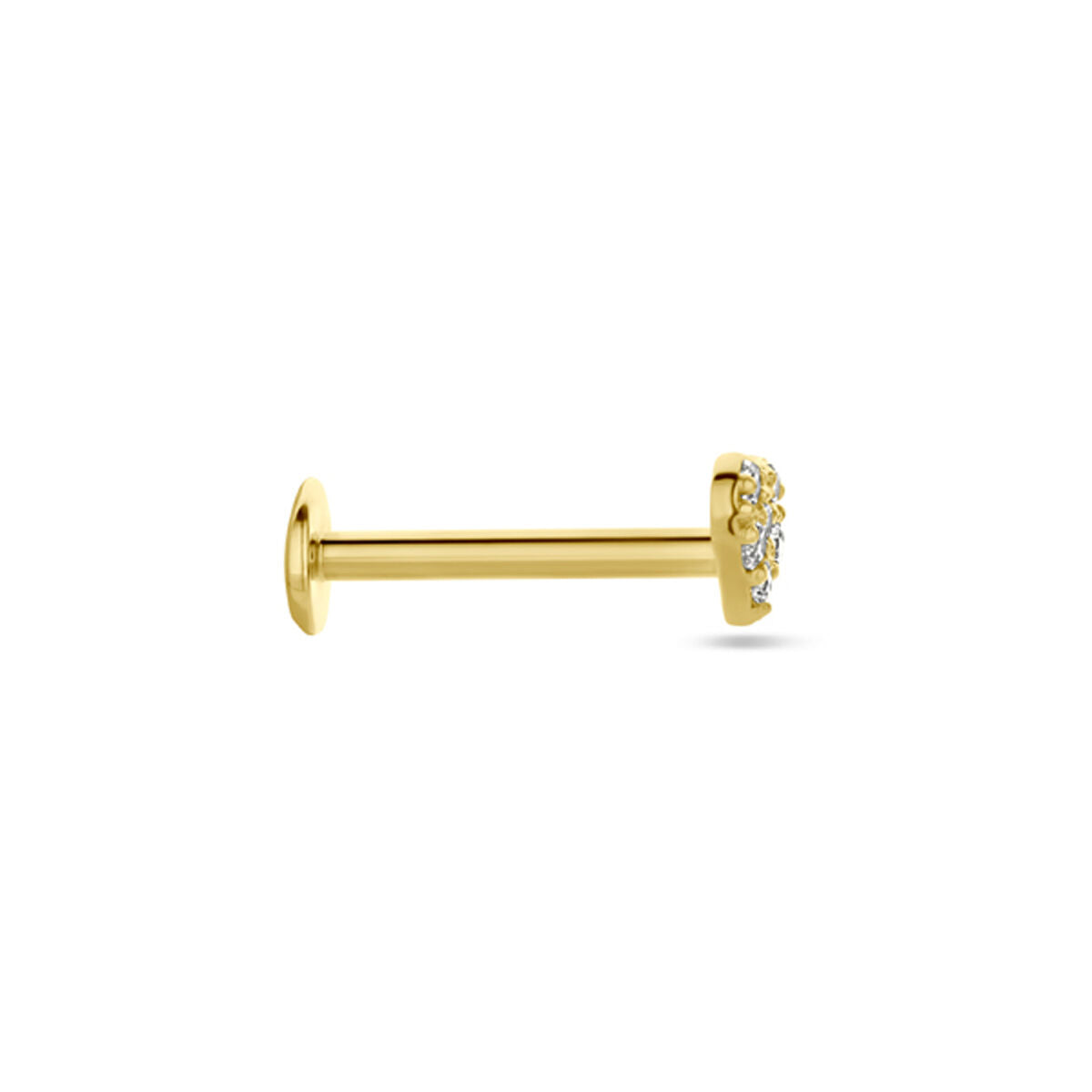 Flat Back Piercing Herz Zirkonia 3,5 mm 14K Gelbgold