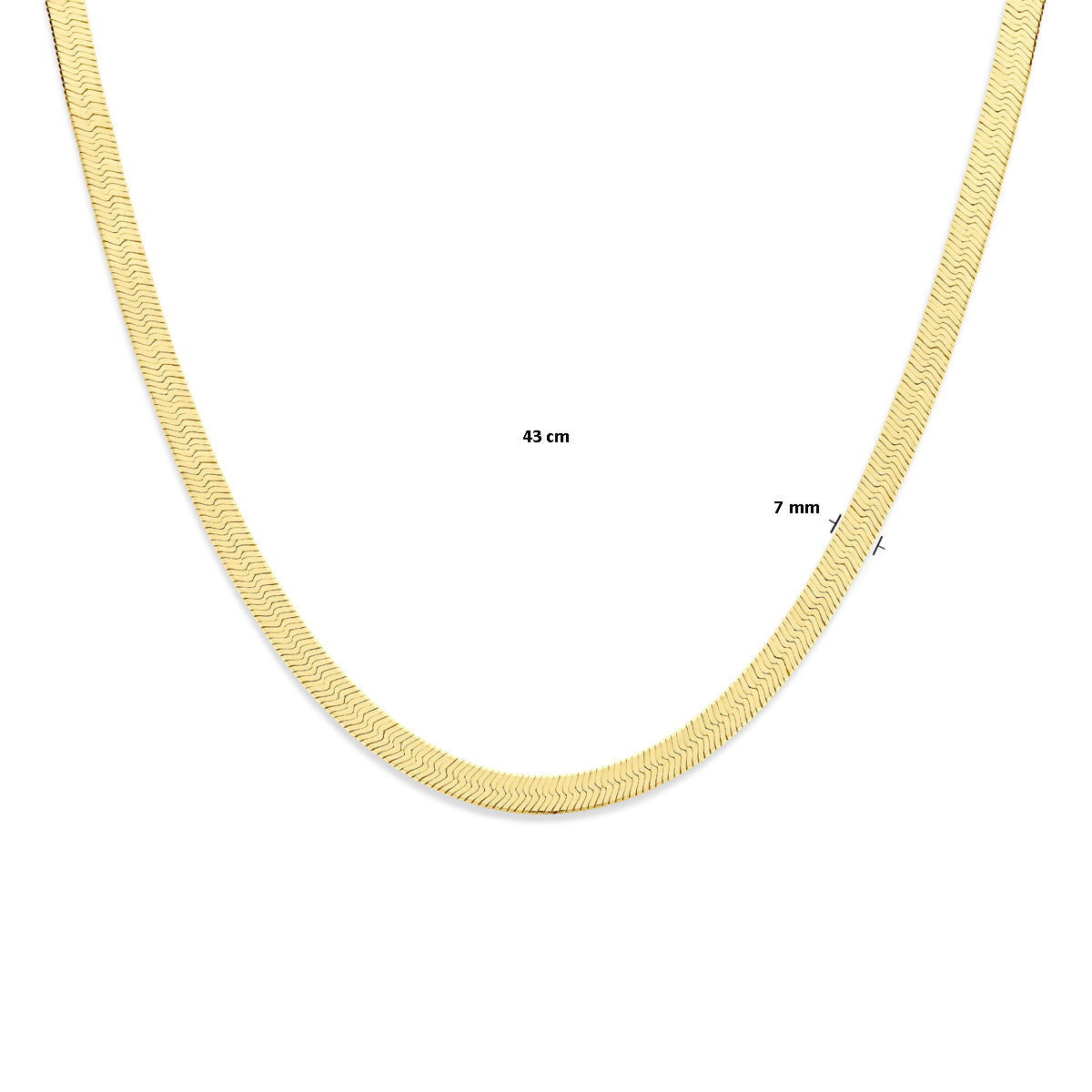 Halskette flach 7 mm 43 cm 3 Mikron vergoldet (gelb)