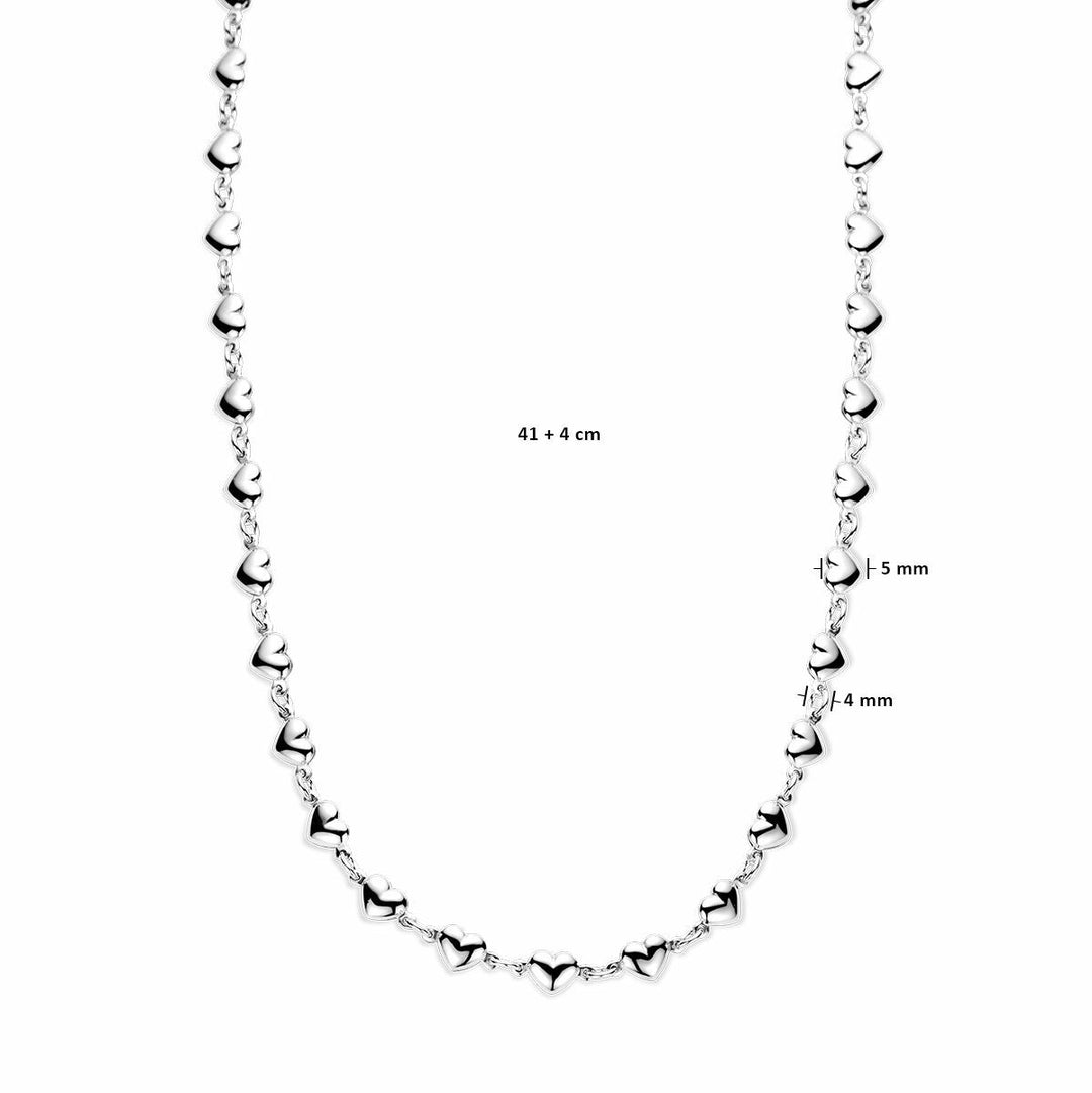 Halskette Herzen 41 + 4 cm Silber rhodiniert