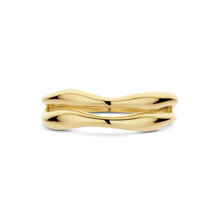 De Van der Kooij Collectie ring 14K geelgoud heeft een gepolijst, golvend ontwerp met vloeiende rondingen - een elegante damesring.