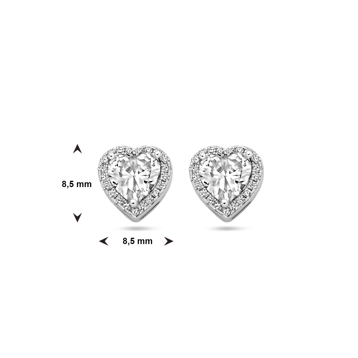 Ohrstecker Herz Zirkonia Halo Silber rhodiniert