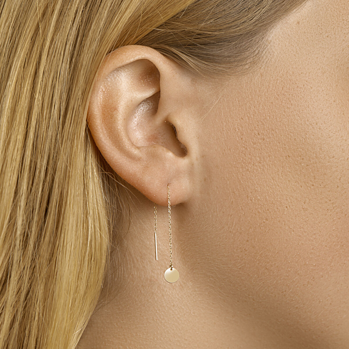 Durchsteckohrringe, rund, 14K Gelbgold
