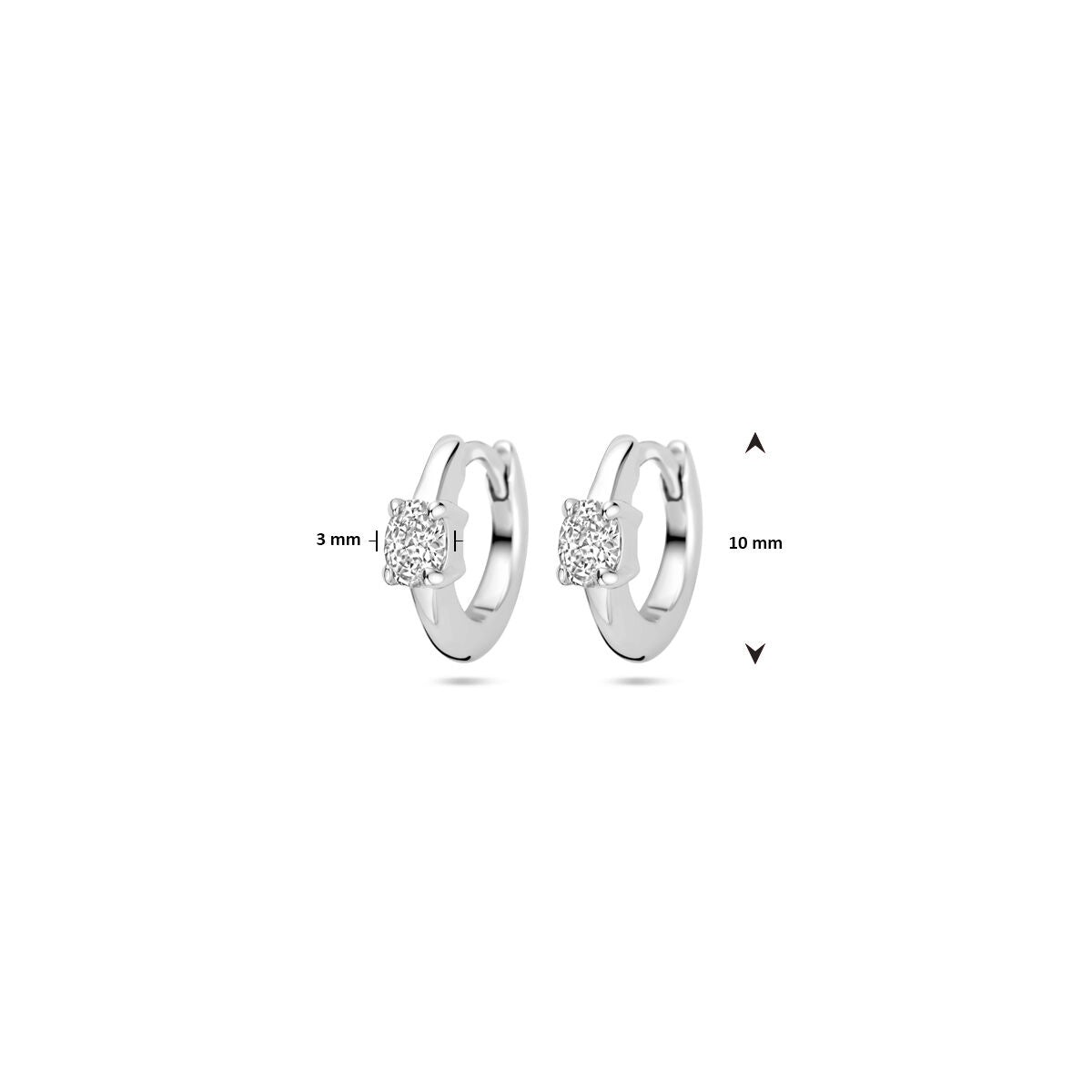 Klappohrringe Zirkonia 10 mm Silber rhodiniert
