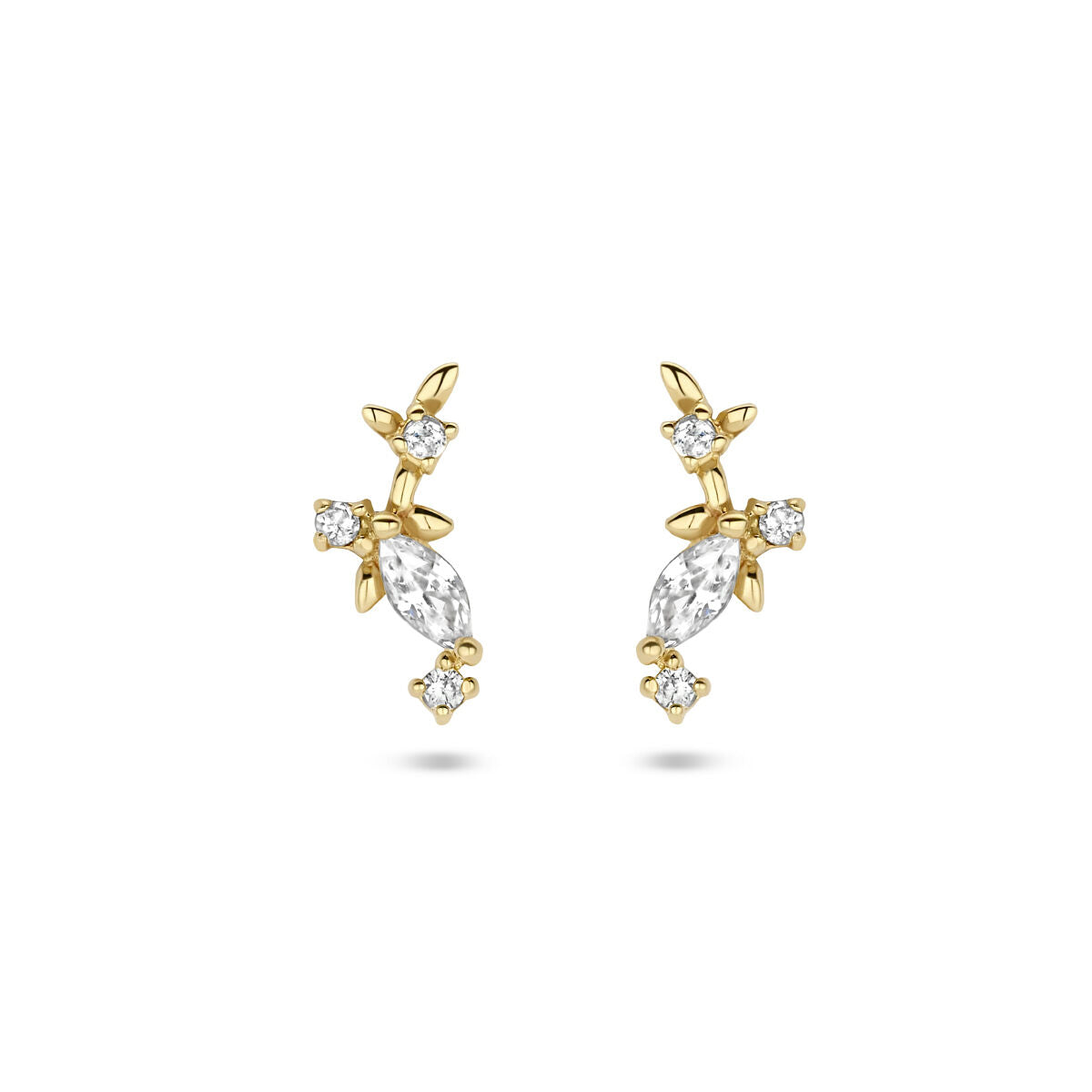 Ohrstecker aus 14K Gelbgold mit Zirkonia in marquise und runder Form