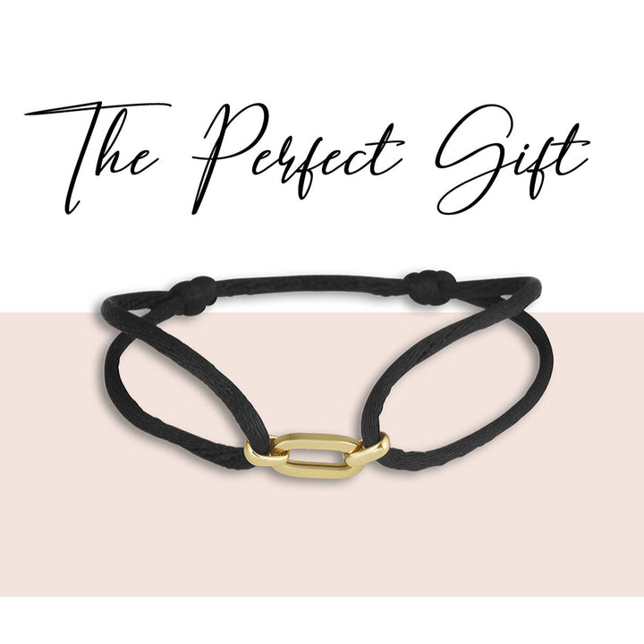 Armband Satin 14K Gold mit Kautschuk/Nylon/Leder