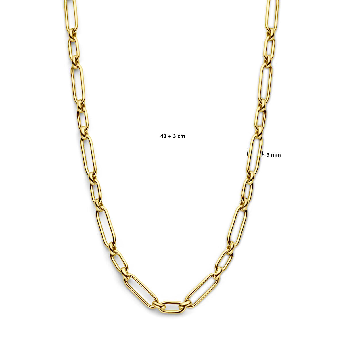 Halskette 6,0 mm 42 + 3 cm 3 Mikron Silber vergoldet (gelb)
