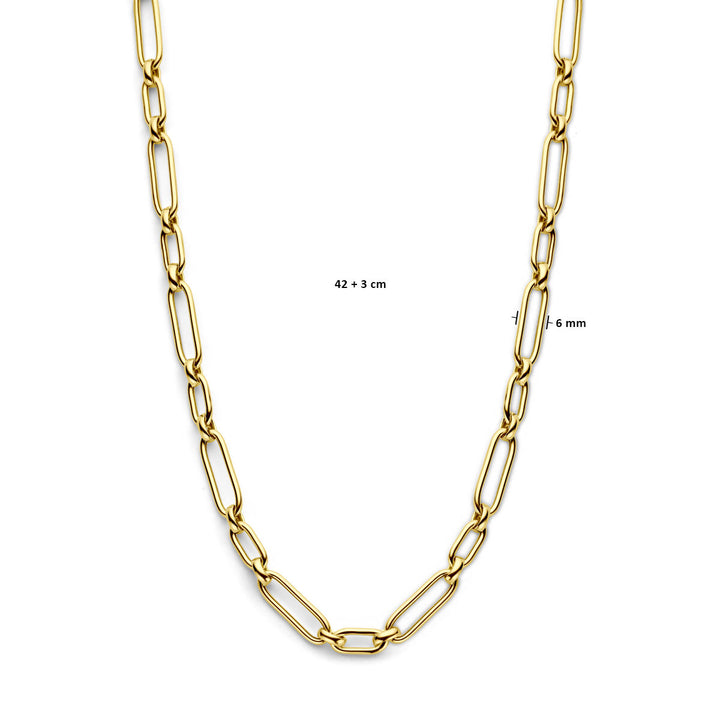 Halskette 6,0 mm 42 + 3 cm 3 Mikron Silber vergoldet (gelb)