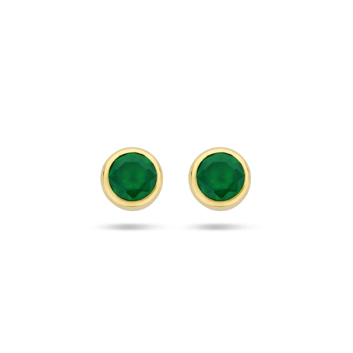 Ohrstecker grüner Achat 14K Gelbgold