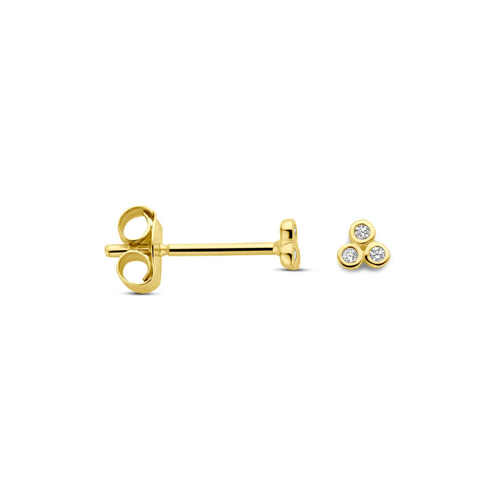 oorknoppen zirkonia 3 mm 14K geelgoud