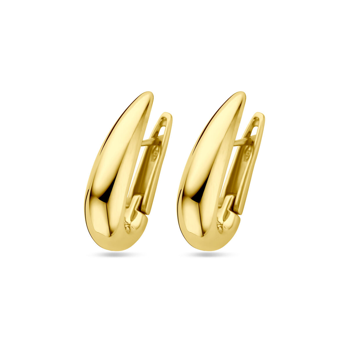Klapp-Ohrringe aus 14K Gelbgold mit glänzender Oberfläche und modernem Design