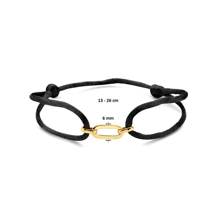 Armband Satin 14K Gold mit Kautschuk/Nylon/Leder