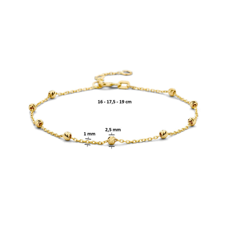 Goldarmband Damenperlen diamantiert 14K