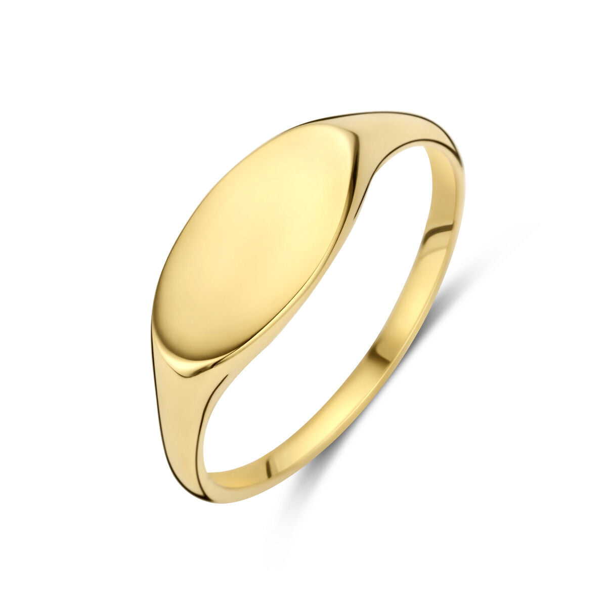 Gravur-Ring aus 14K Gelbgold mit ovaler, glatter Oberfläche