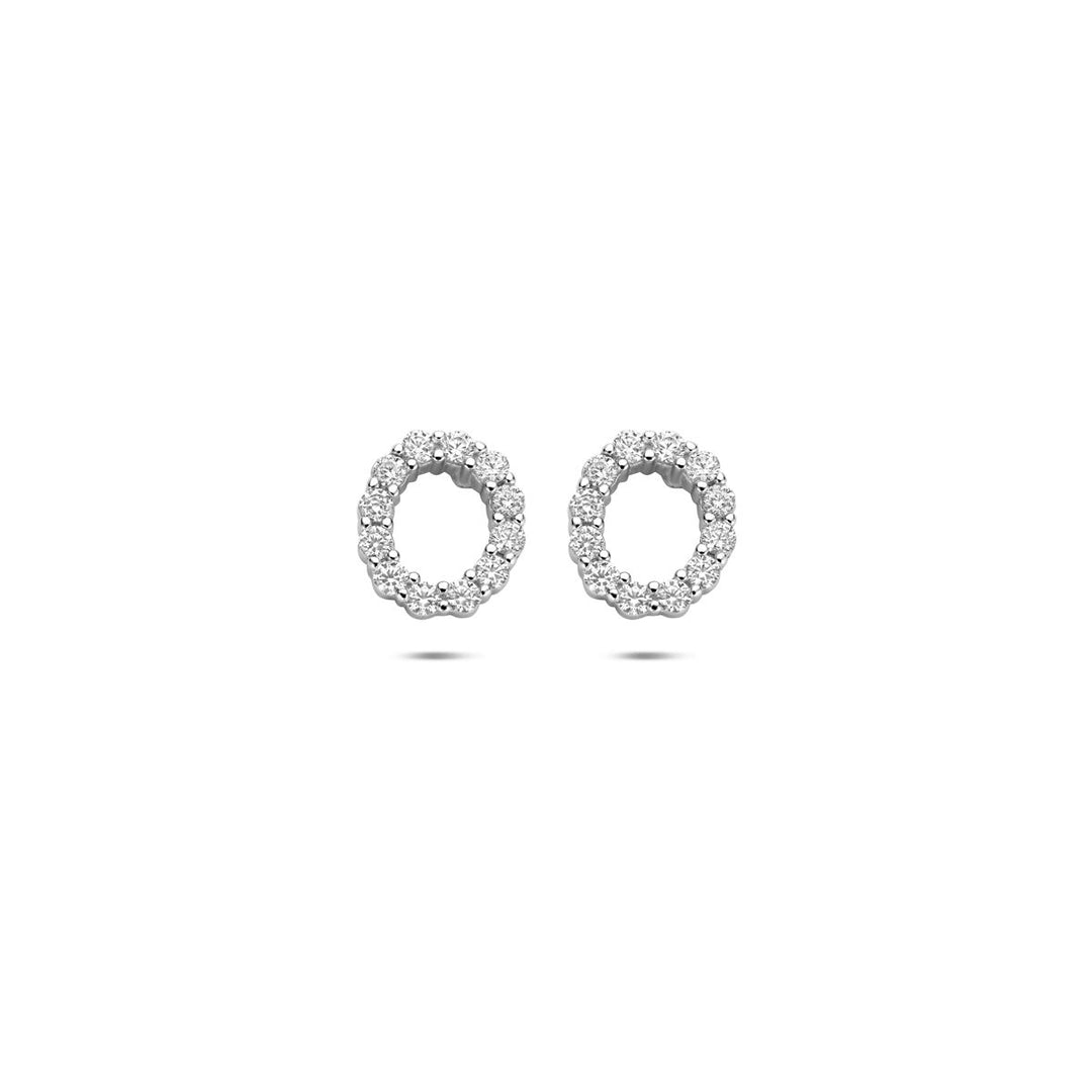 Zilveren oorknopjes met zirkonia – gerhodineerd 925 zilver