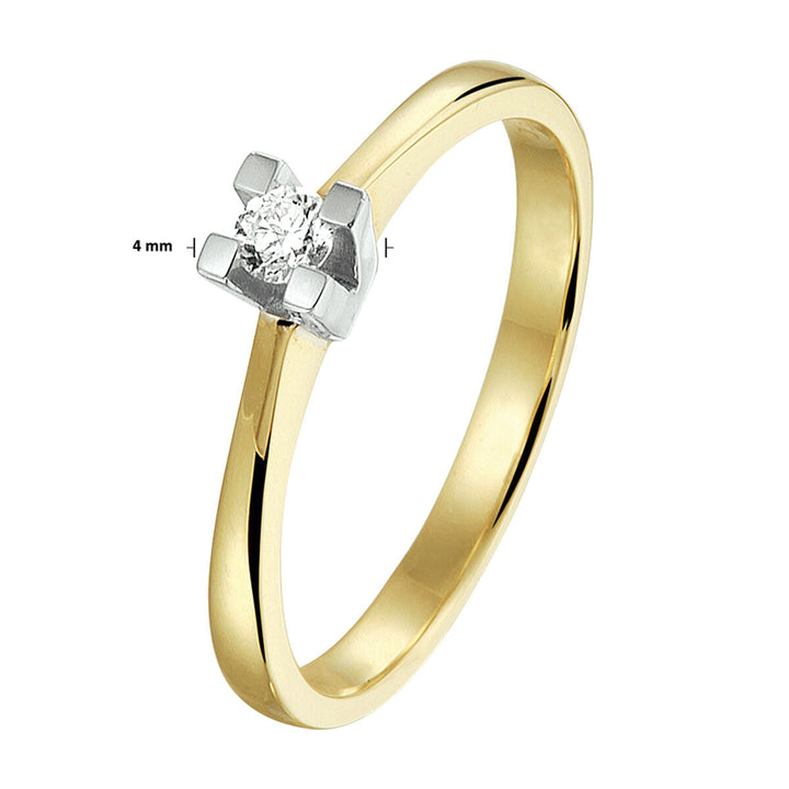 Ring Diamant 0,10 ct h si 14K Bicolor-Gold gelb/weiß
