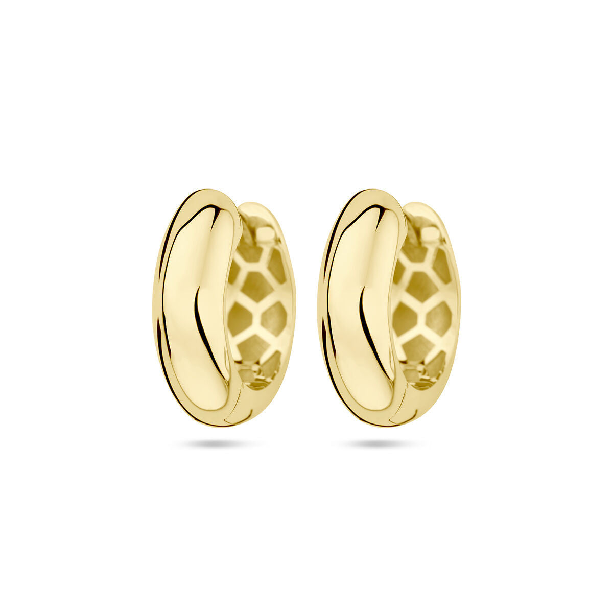 Klapp-Ohrringe aus 14K Gelbgold mit halbrunder Form und glänzender Oberfläche