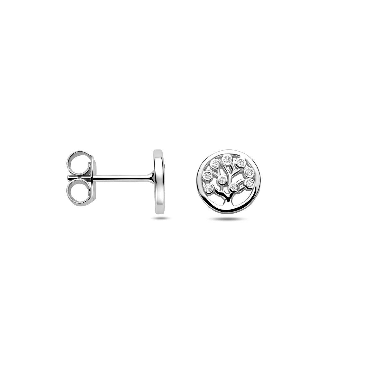 Silberne Ohrstecker mit Zirkonia – rhodiniertes 925er Silber