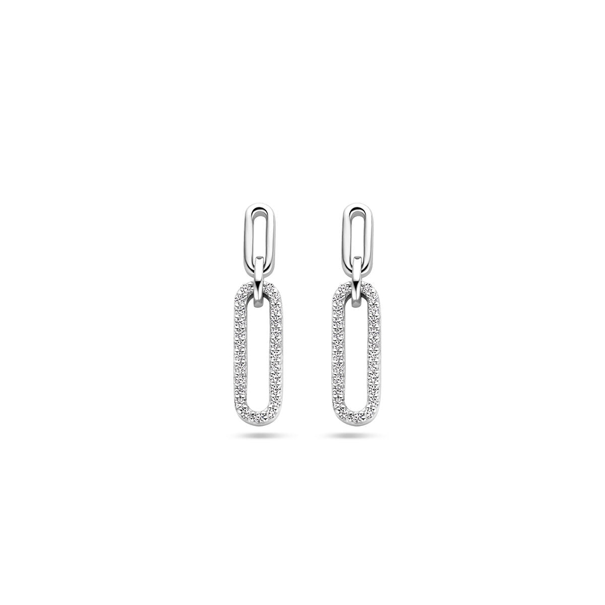 Ohrhänger aus rhodiniertem Silber mit Zirkonia, in ovaler Form und funkelndem Design