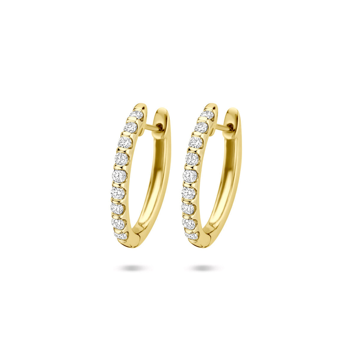 Klapp-Ohrringe aus 14K Gelbgold mit 0,25 ct lab-grown Diamanten in H SI, Durchmesser 19,5 mm