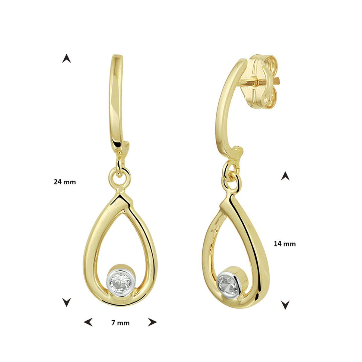 Ohrringe Zirkonia 14K Gelbgold