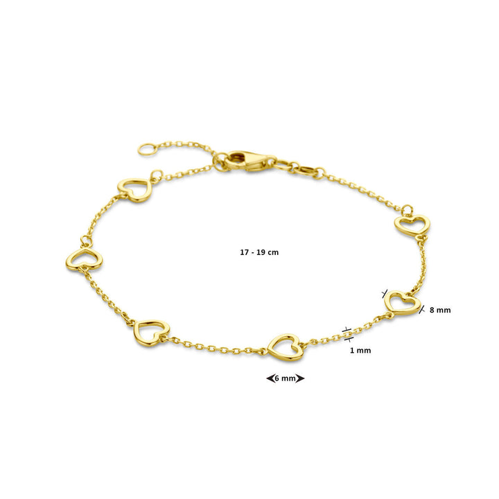 Goldarmband Damenherzen 14K
