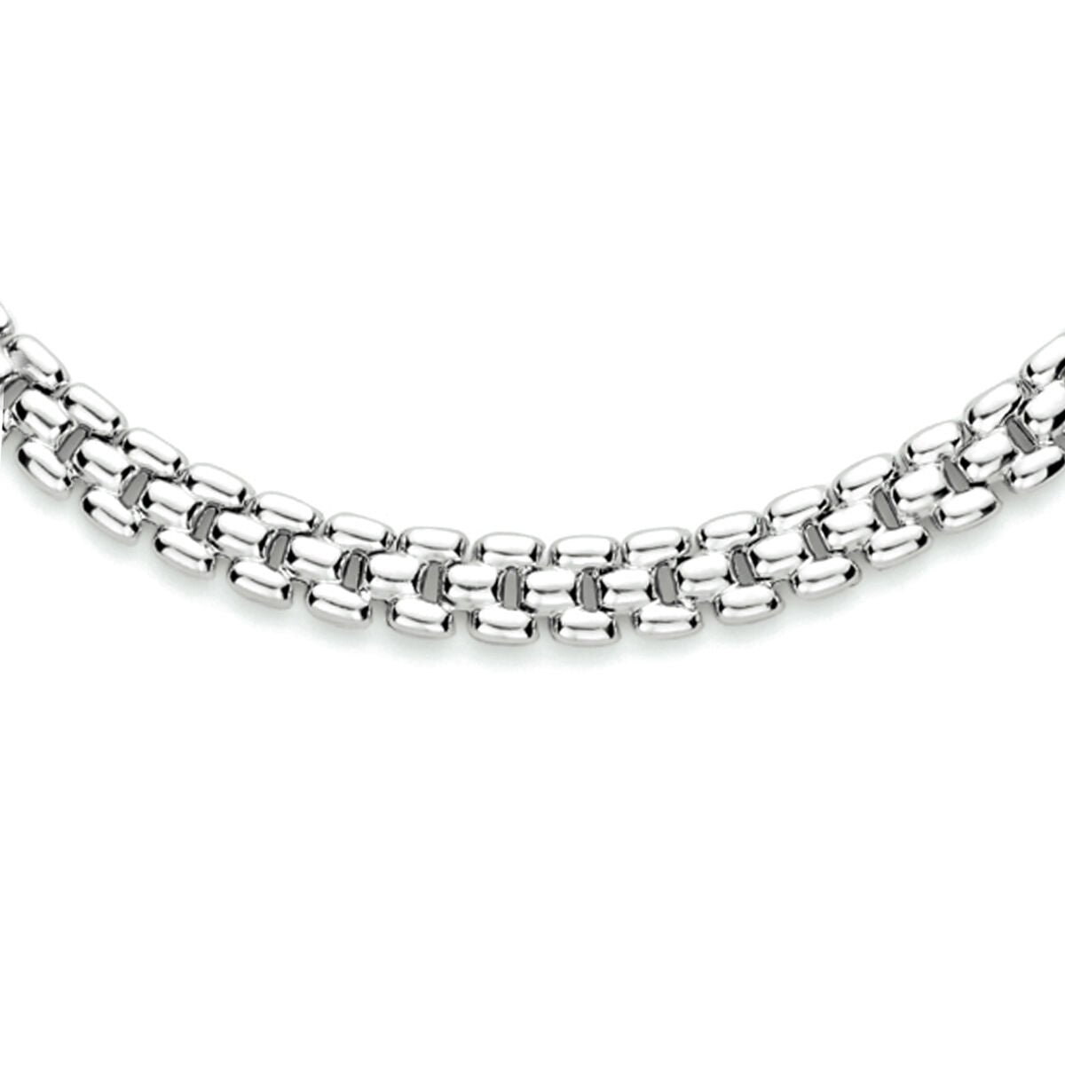 Collier aus rhodiniertem Silber mit 6,9 mm breiten Gliedern und einer Länge von 43 cm