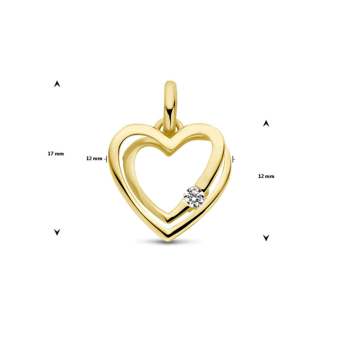 Anhänger Herz Zirkonia 14K Gelbgold