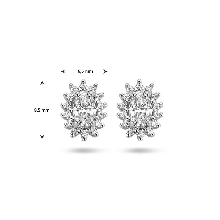Ohrstecker Zirkonia Halo Silber rhodiniert