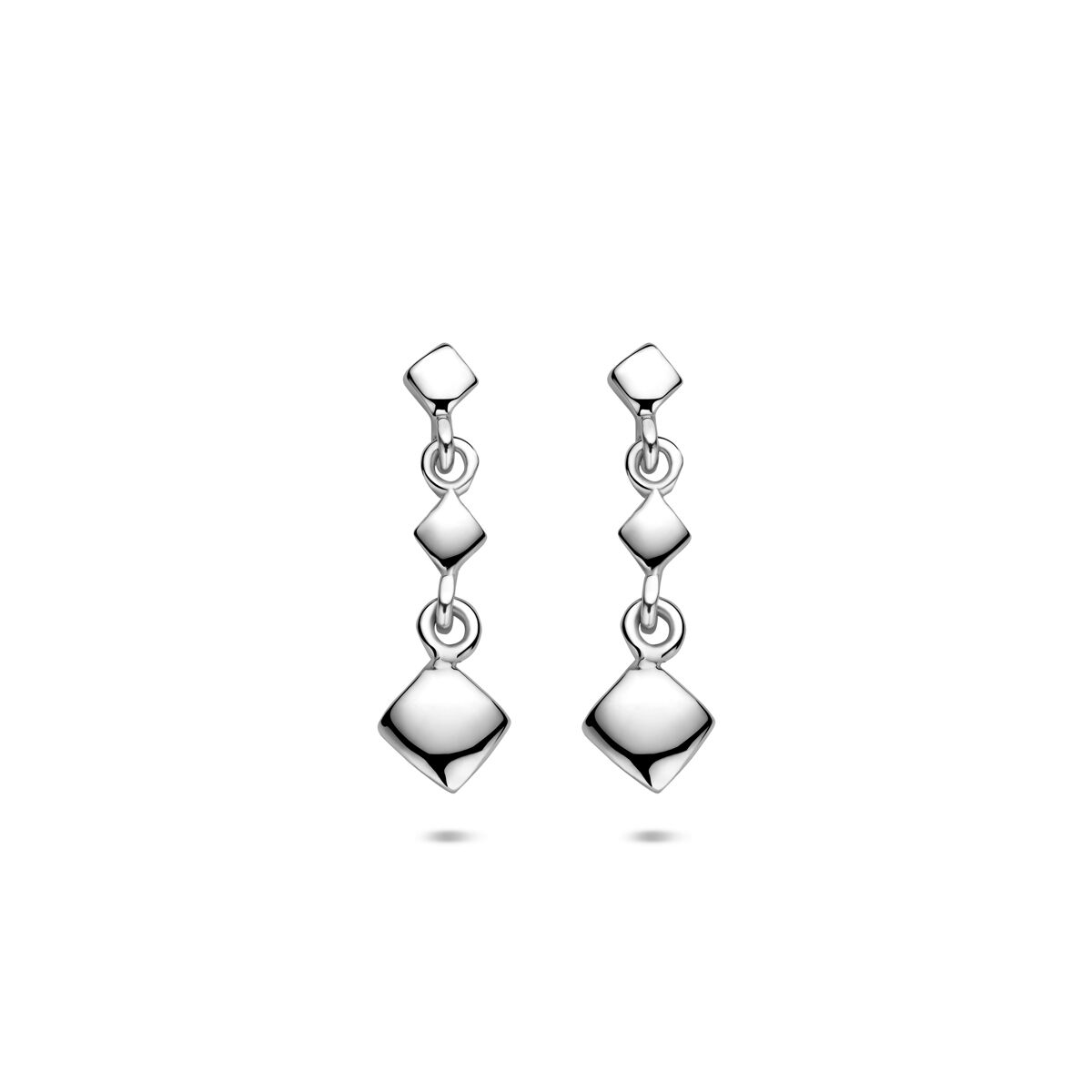 Silberne Ohrringe aus rhodiniertem 925 Silber mit geometrischen Anhängern in verschiedenen Formen