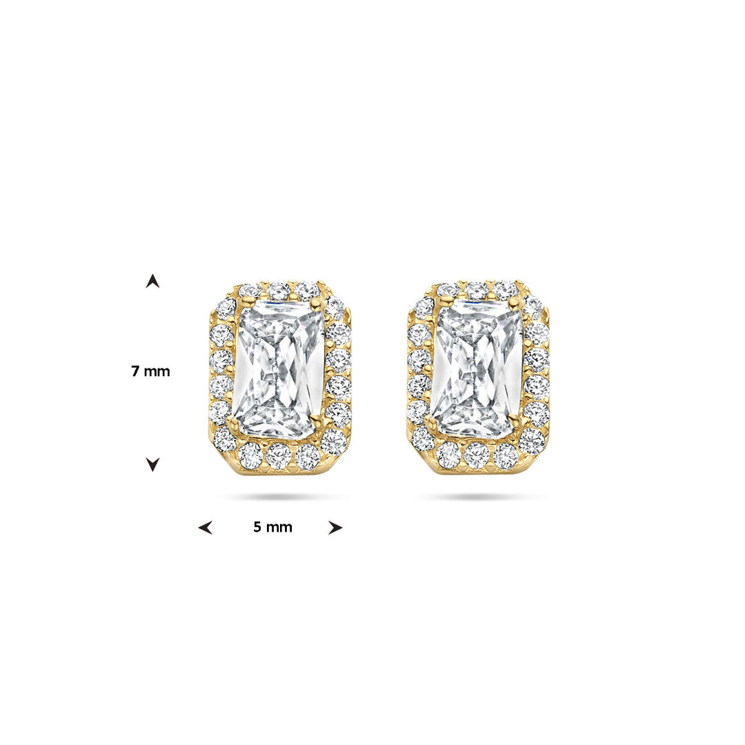 Ohrstecker Zirkonia Halo 14K Gelbgold