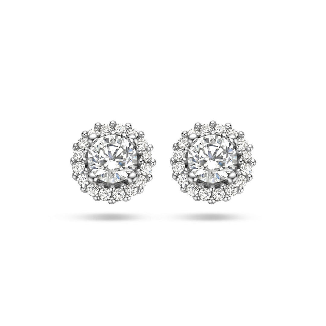 Ohrstecker Zirkonia Halo Silber rhodiniert