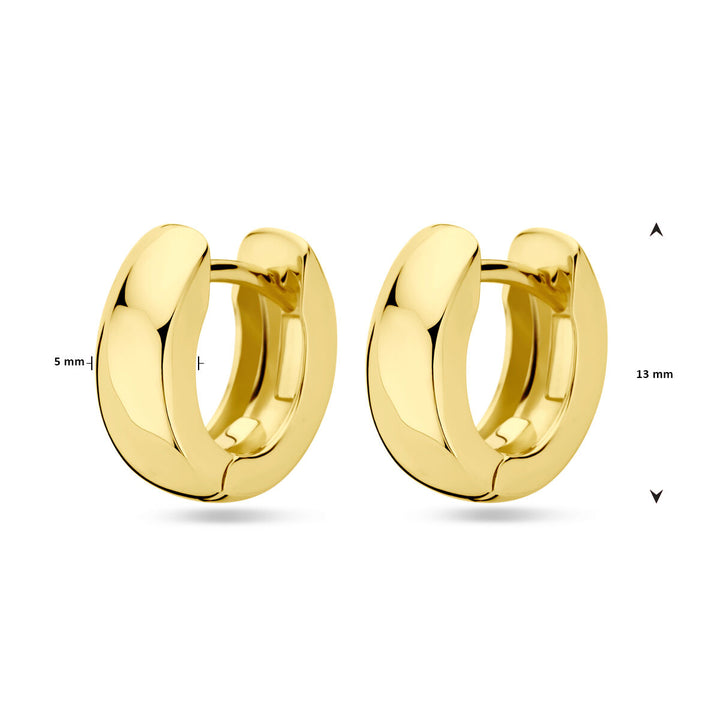 klapoorringen 13 mm 1 micron zilver verguld (geel)