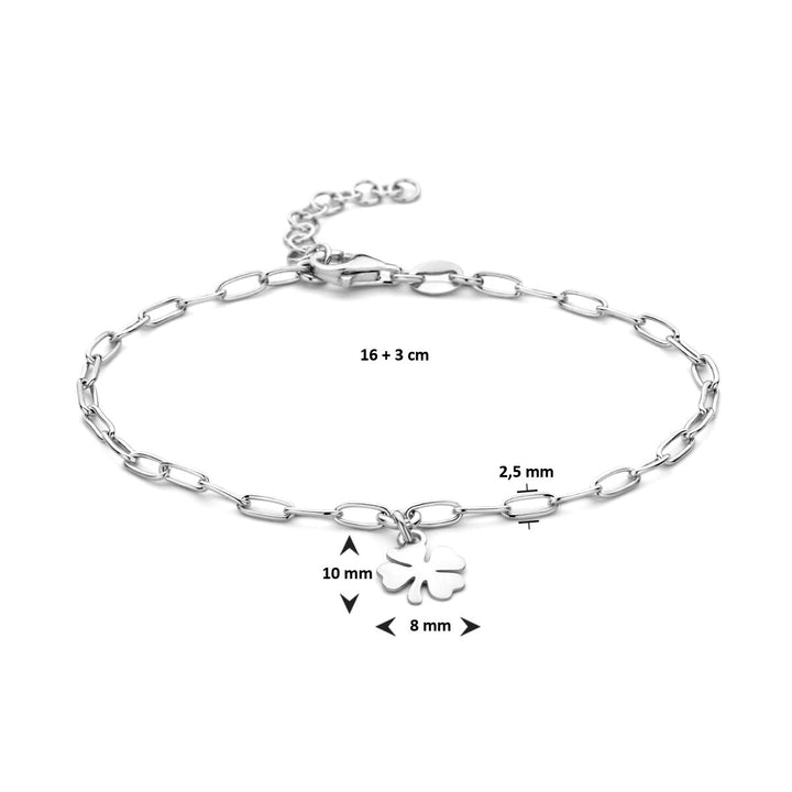 Armband Kleeblatt 16 + 3 cm Silber rhodiniert