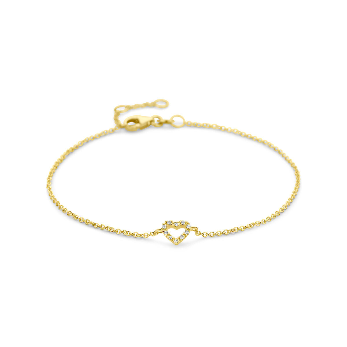 Armband aus 14K Gold mit herzförmigem Anhänger und Diamanten