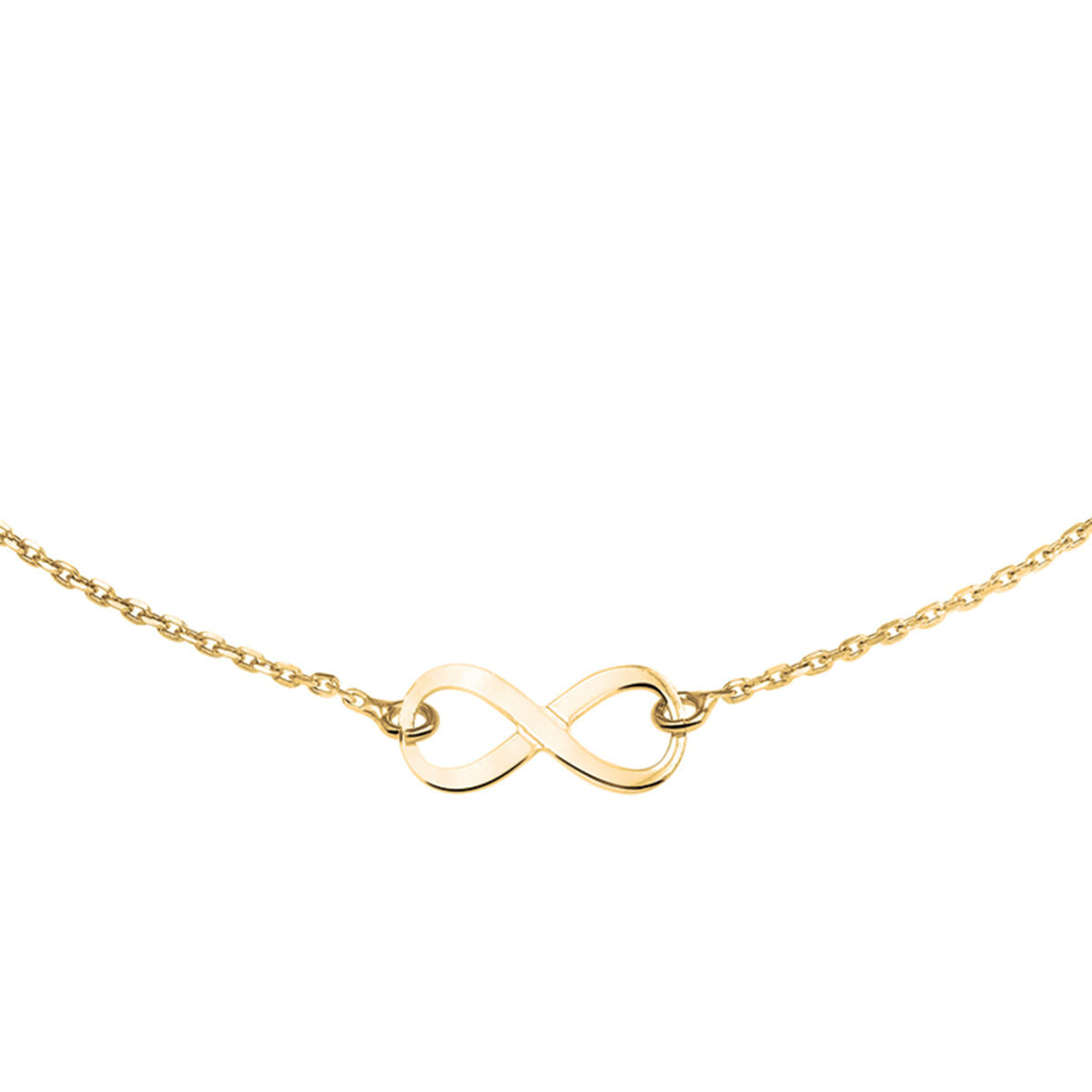 Collier aus vergoldetem Silber mit unendlichkeitssymbol in der Mitte und feiner Kette