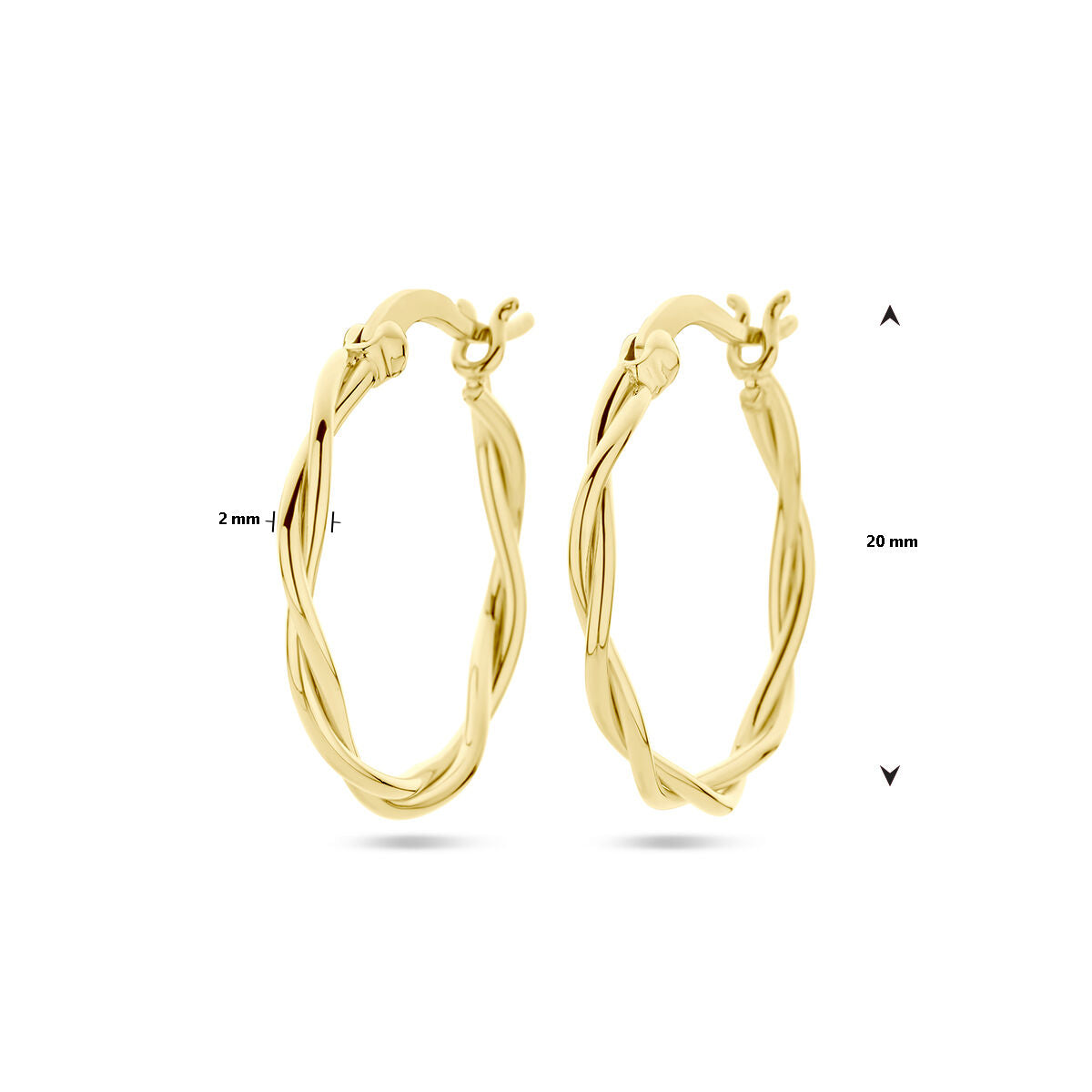 Ohrringe gedrehtes Rohr 2,0 mm 1 Mikron Silber vergoldet (gelb)