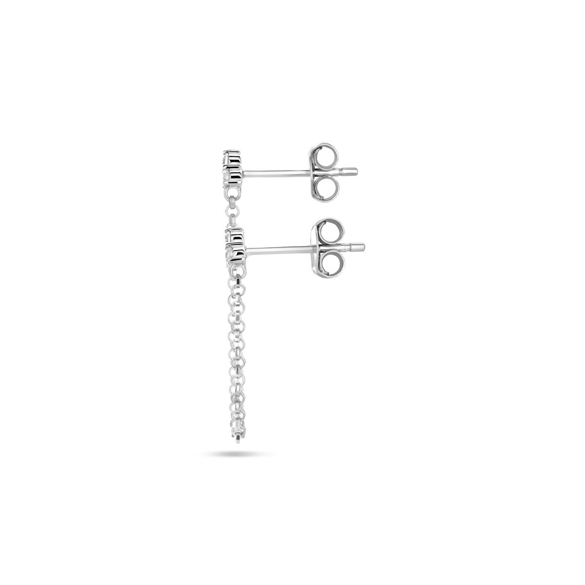 Doppelohrstecker Zirkonia 47 mm Silber rhodiniert