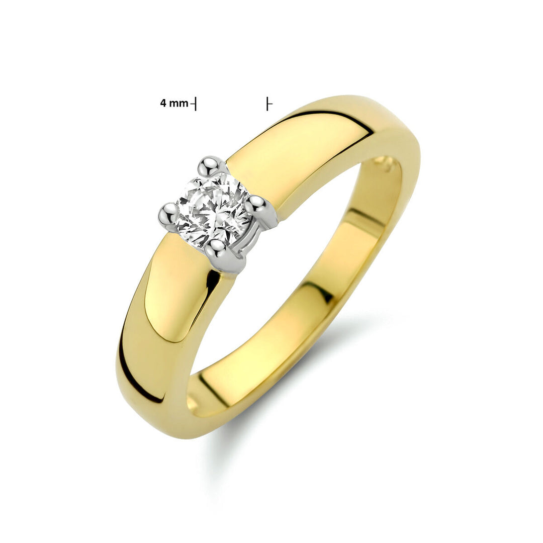 Ring Zirkonia 14K Bicolor Gold Gelb/Weiß