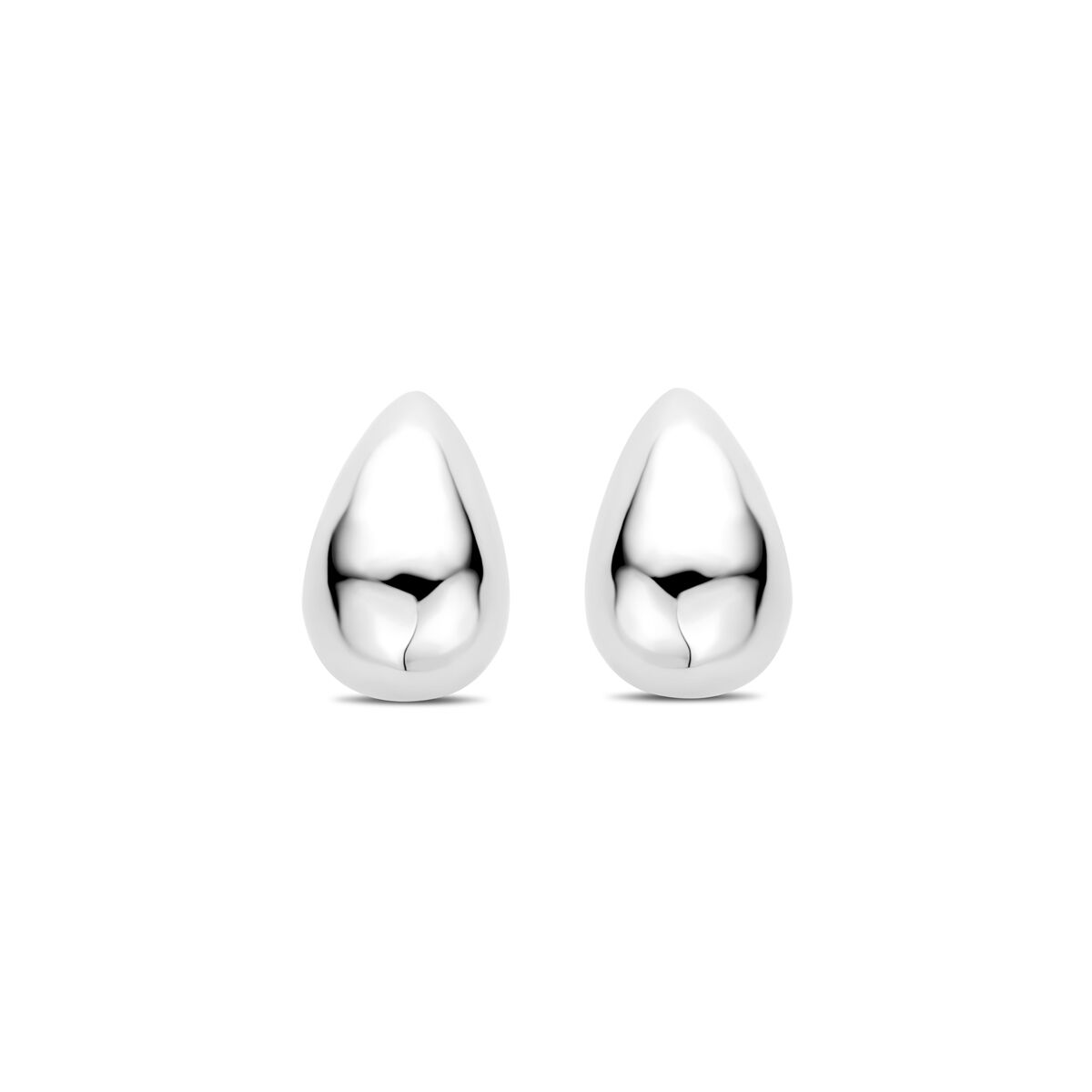 Ohrstecker in Tropfenform, 20 mm, aus rhodiniertem Silber mit glänzender Oberfläche