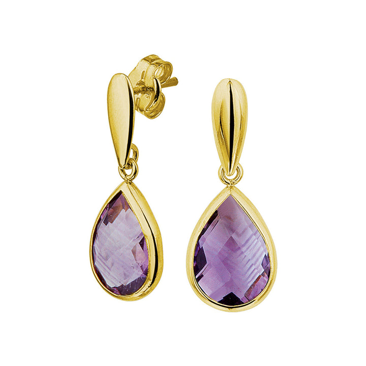 Amethyst-Ohrringe aus 14-karätigem Gelbgold