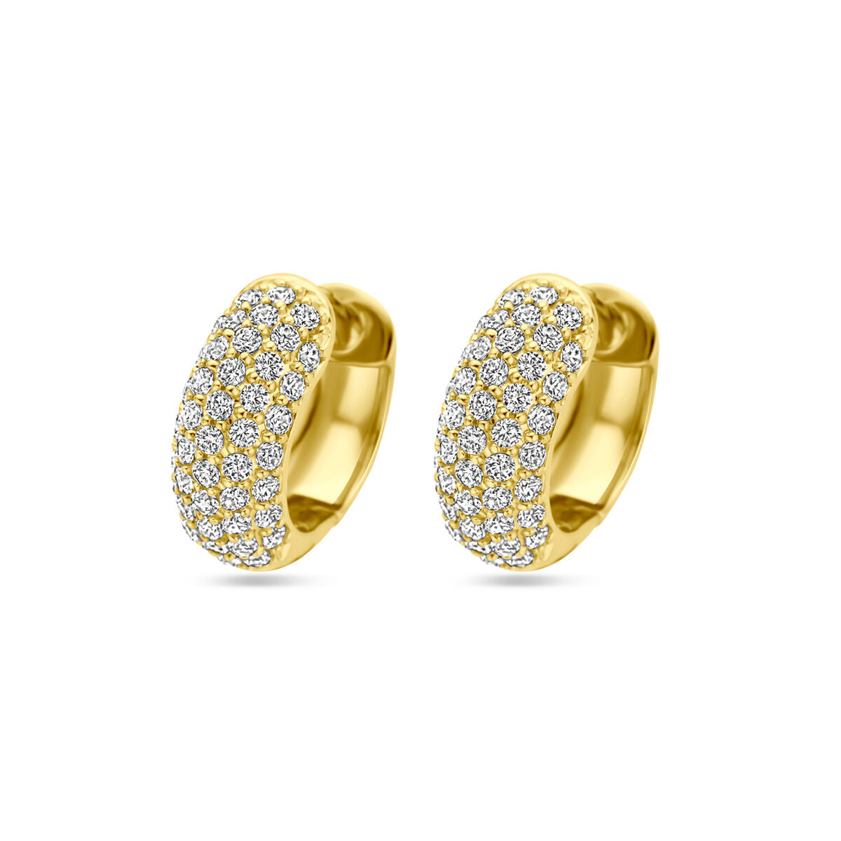 Klapp-Ohrringe aus vergoldetem Silber mit Zirkonia, 16 mm, ovaler Form und funkelndem Design