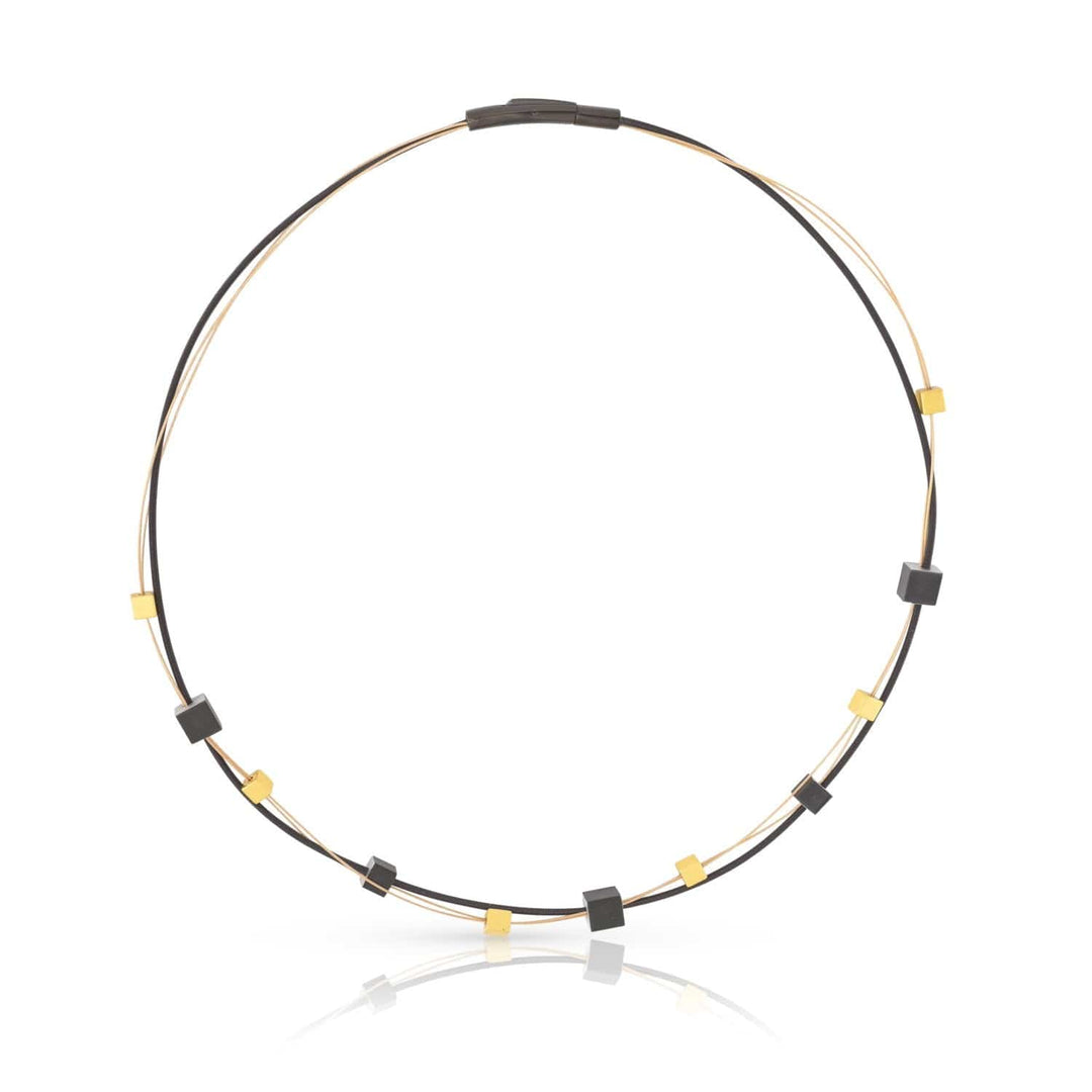 Halskette verspielte Würfel gold|schwarz C257Z