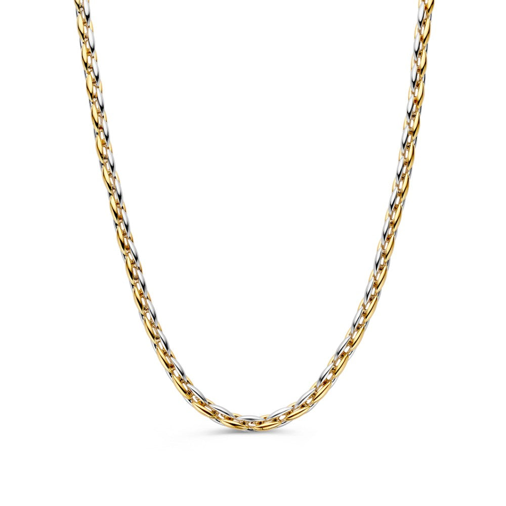 Bicolor Collier aus Silber und Gold mit geflochtenem Design