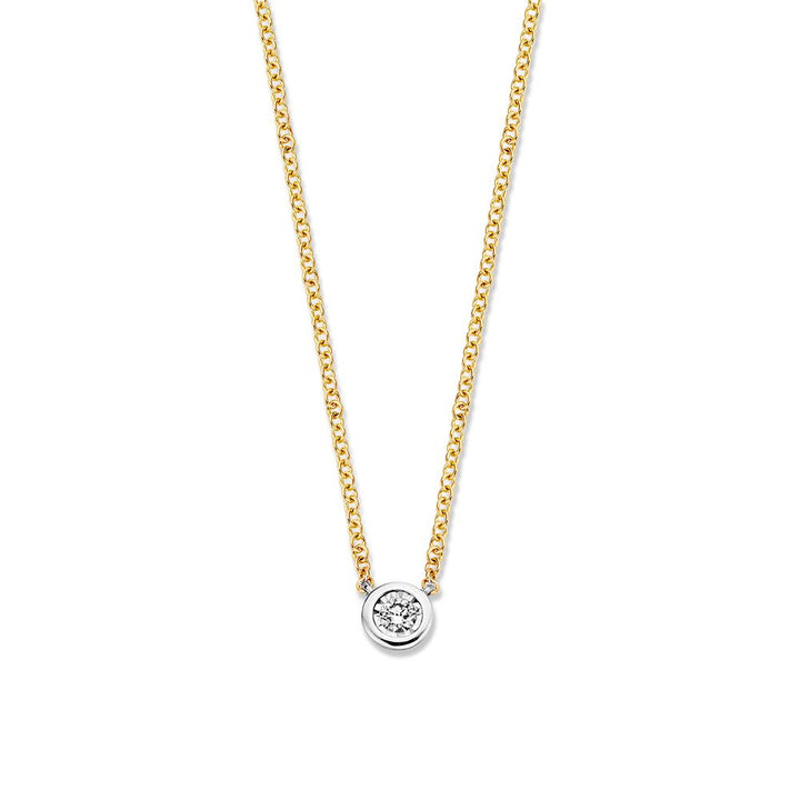 Geelgouden Collier 14 Karaat met Solitair Diamant Hanger, 0.07 crt